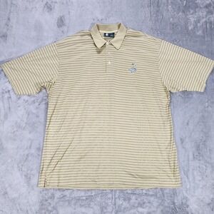 Pinehurst 1895 Collection Polo Shirt Mens XL Tan Stripe Cotton Golf Made Italy